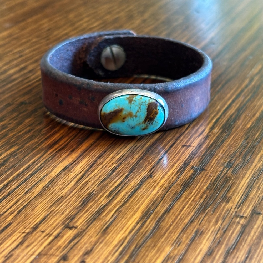 Leather Bracelet with Turquoise Stone
